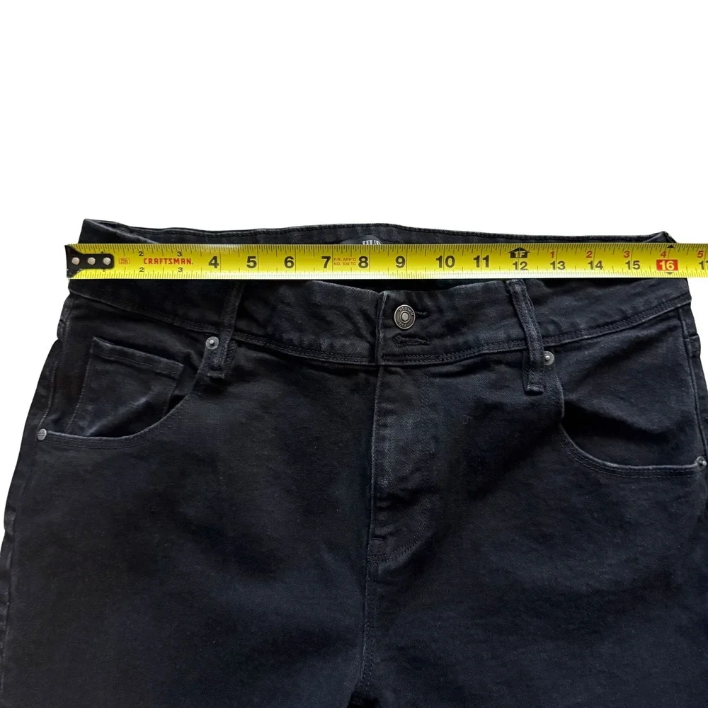 Hudson Black Denim Jeans Straight Leg Button Fly Women's Sz 12‎ High Rise Staple